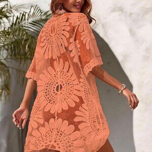 Rebellion Crochet Lace Duster – Pink – Size L 🌸✨